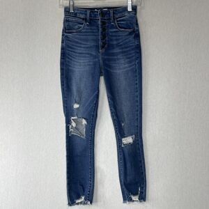 Abercrombie + Fitch Curve Love Jeans 2 High Rise Super Skinny Ankle Distressed